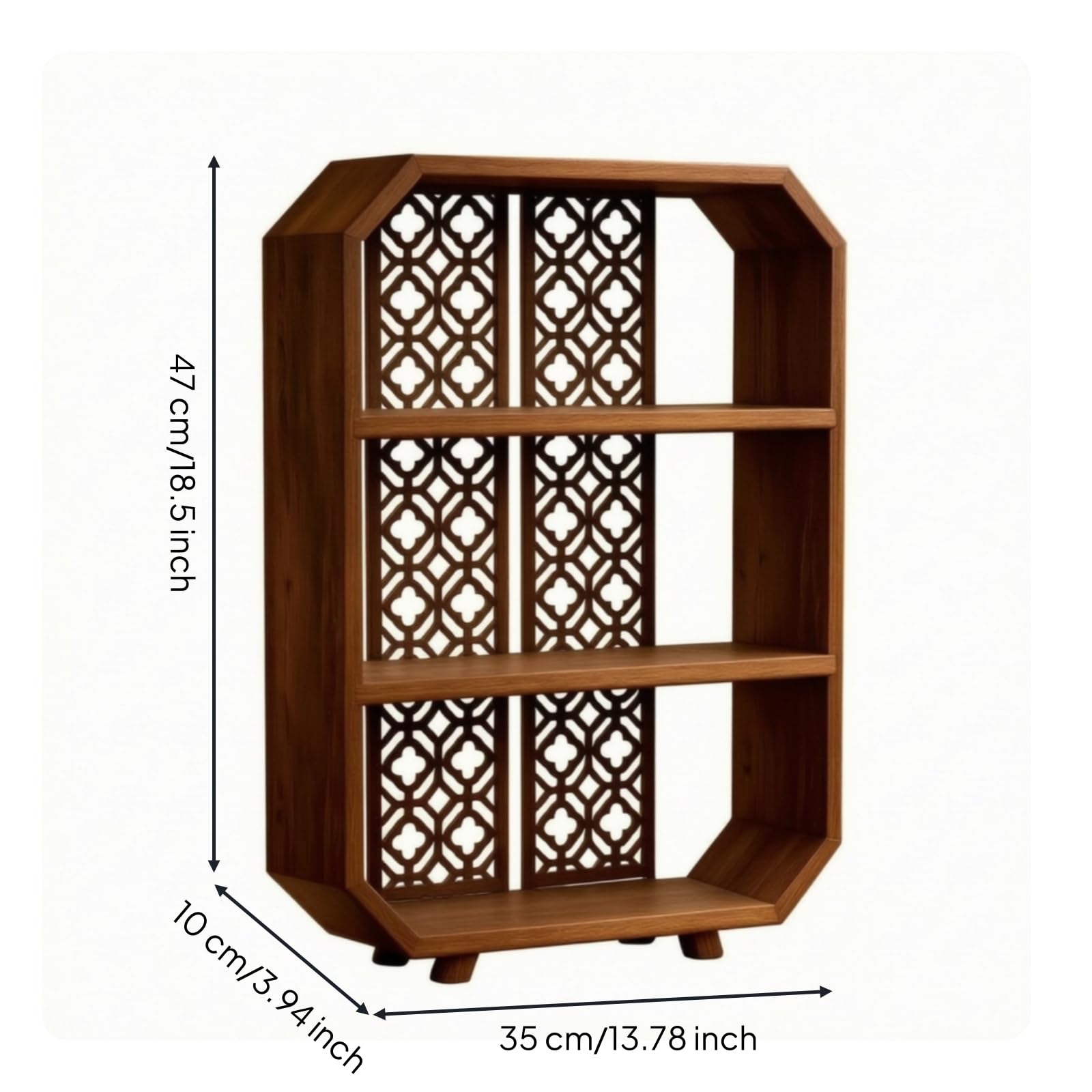 Baoblaze Étagère à Thé en Bois Carbonisé Polyvalent Présentoir Octogonal à Étagères Stable Meuble Miniature en Bois Quatre Pieds pr lon, 35x10x47cm