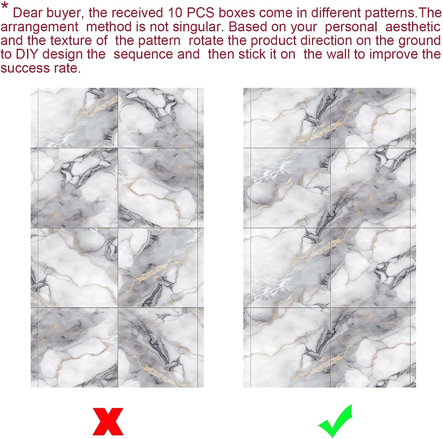 10pcs Thick Marble Peel and Stick Waterproof Wall Panels,Heat-Resistant Backsplash Tile, 23.6x11.8 PVC Foam Wall Sticker for Kitchen,Living Rooms,TV Walls,Colorful (Not Real Tile 19.4Sq. Ft.)