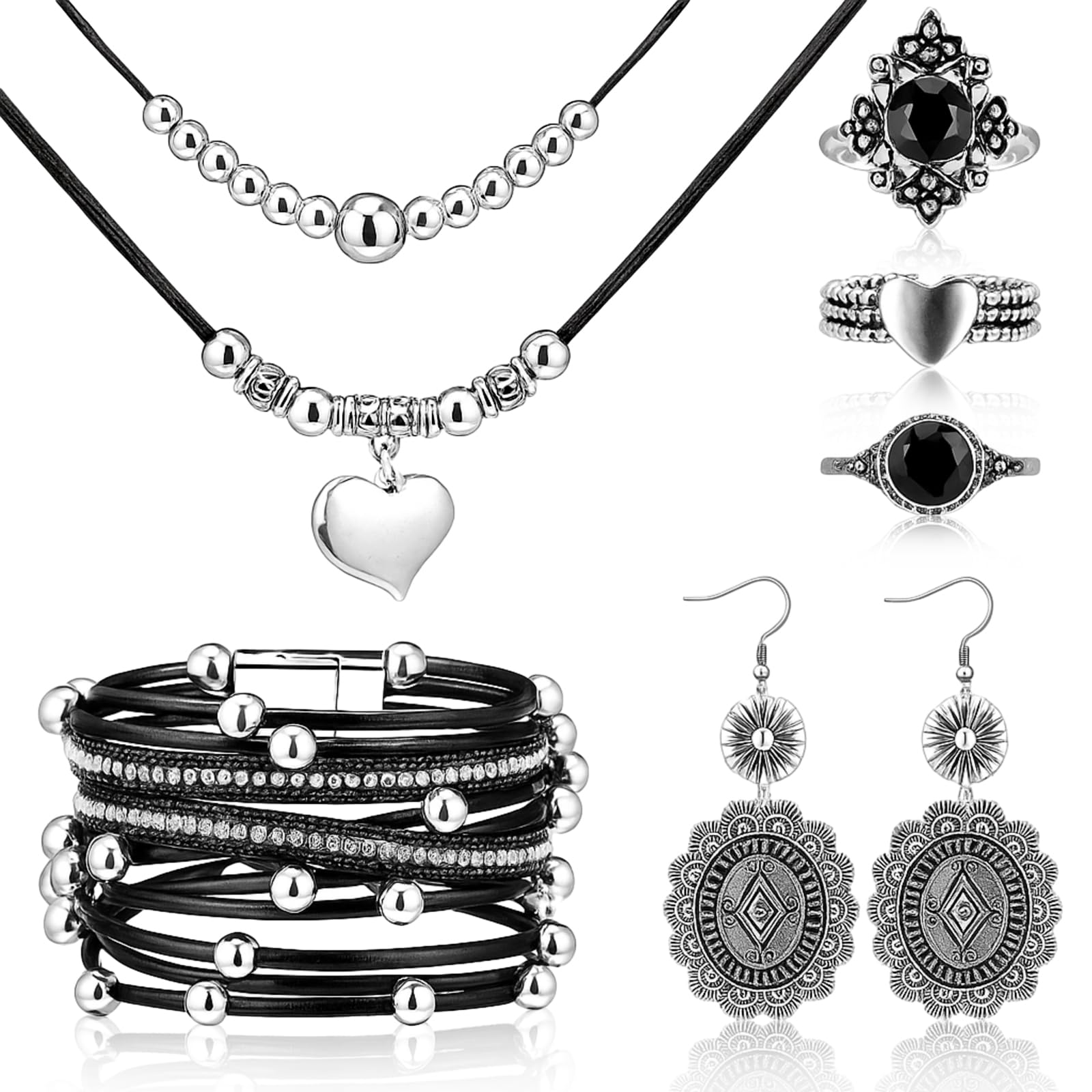 Ecally Western Turquoise Jewelry Set for Women