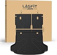 Vista 20 de LASFIT - Tapete de piso y maletero para automóvil, se adapta a asientos traseros con o sin puertos USB, revestimientos de elastómero termoplástico