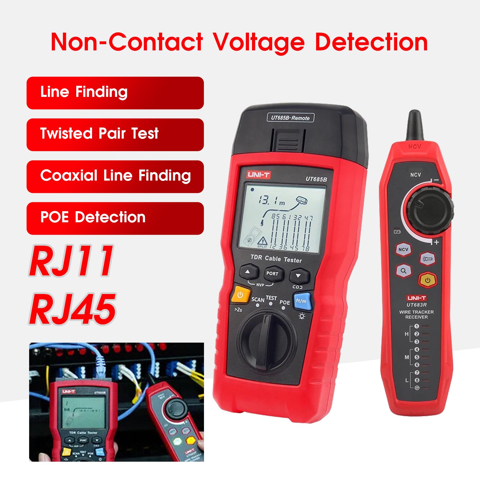 UNI-T TDR UT685B Netzwerkkabel-Tester, Finder, LAN-Tester, RJ45, RJ11, Line Finder