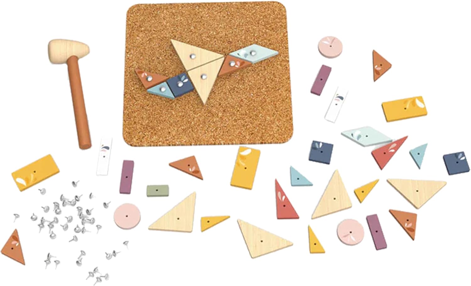 SPEEDY MONKEY Hammer & Nail Game for Kids 36m+ | Wooden Corkboard Pounding & Hammering Toy with Flash Cards | Fine Motor & Imaginative Play Activity | Construction Tool Playset for Girls & Boys