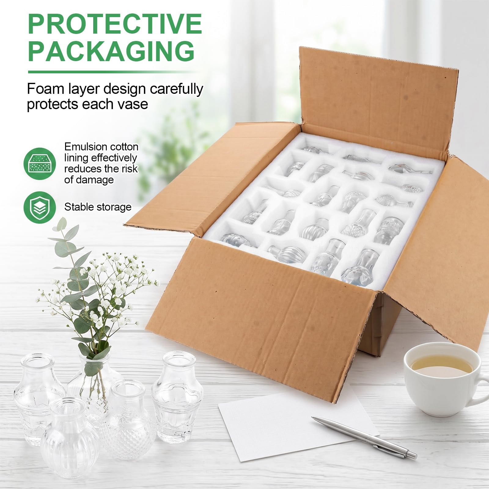 YAYODS 40 Stück Mini Vasen Glas Kleine Glasvasen Set für Tischdeko,Hochzeit