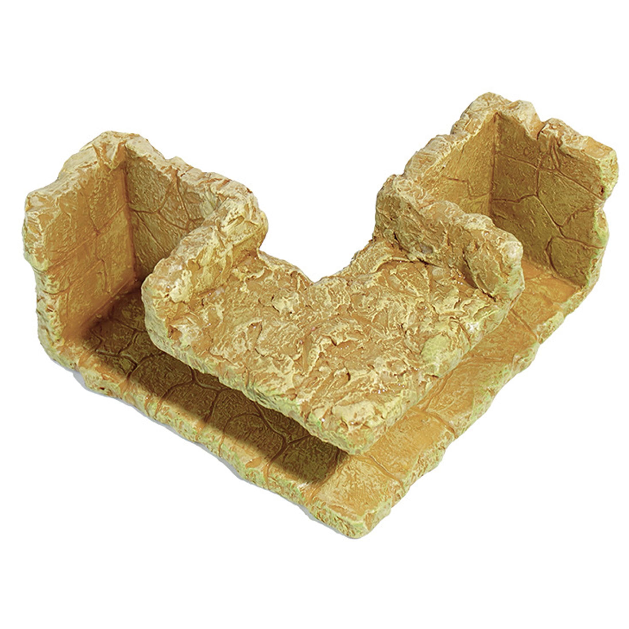 Ameble Natural Resin Aquarium Cave Rock-Style Tunnel Hideout for Shrimp & Small Plecos, Realistic Fish Tank Cave Decor, Safe Hiding Spot for Breeding