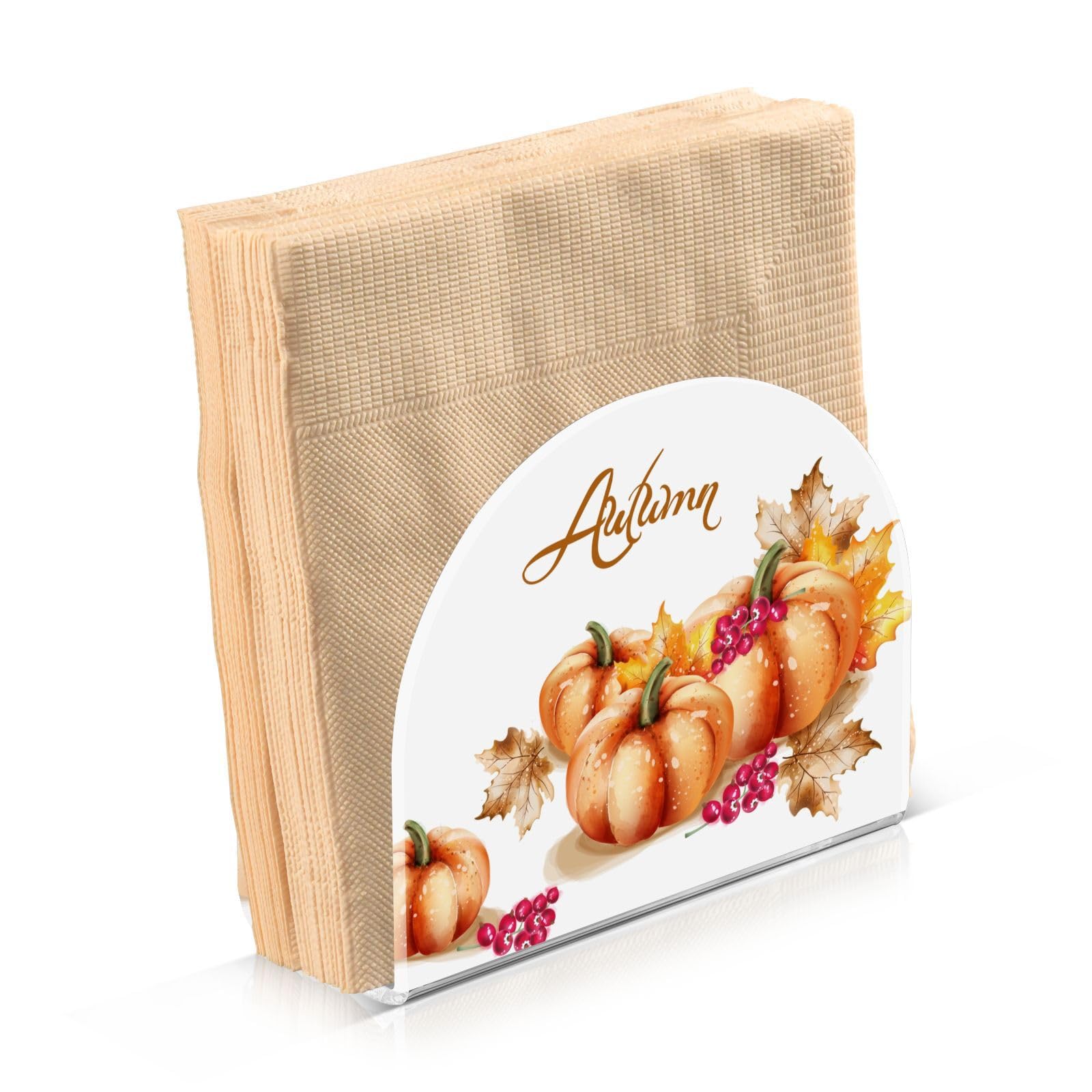 Napkin Holders for Table Paper Napkins Dispenser Kitchen Bathroom Autumn Pumpkin Fall Standing Decorative Acrylic