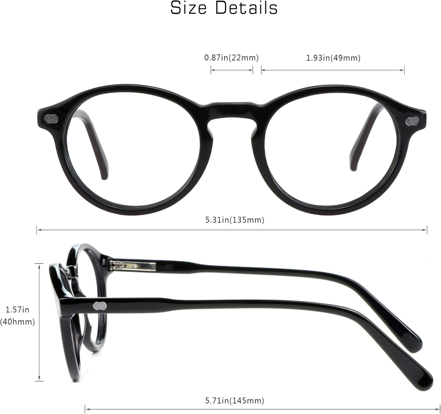 VisionGlobal Blue Light Blocking Glasses for Women and Men, Anti Eyestrain, Computer Reading Glasses, Anti Glare, Premium Acetate Frames, Spring Hinge (Black, +1.00 Magnification)