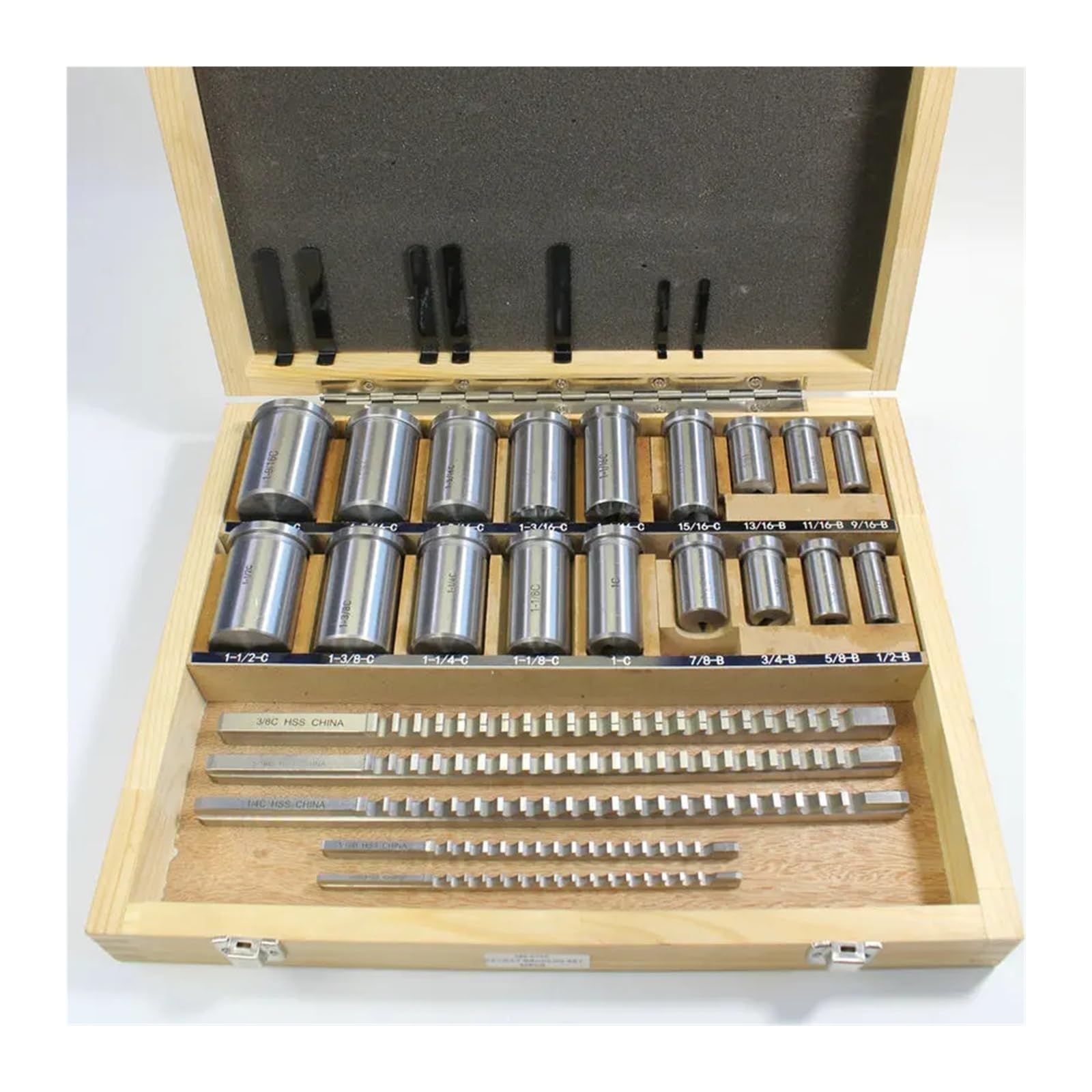 Juego de 30 brocas for chaveteros, 5 brocas de 1/2" a 1-1/2" (tamaño en pulgadas), 18 bujes y 7 arandelas de ajuste for máquina CNC. Resistencia al calor