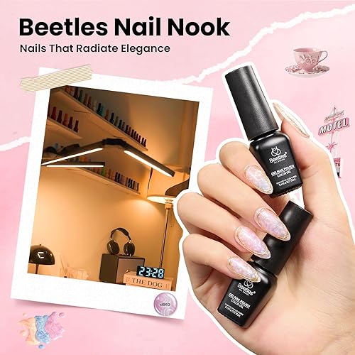 Miniatura 6 de Beetles - Juego de 119 esmaltes de uñas de gel para rincón de uñas, 119 piezas, 100 colores, base brillante mate con purpurina, capa superior con