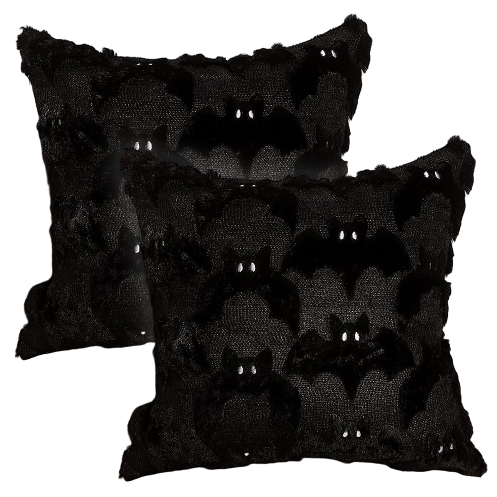 Striegro Halloween Pillow Covers 18x18, 2Pcs, Plush Bat..