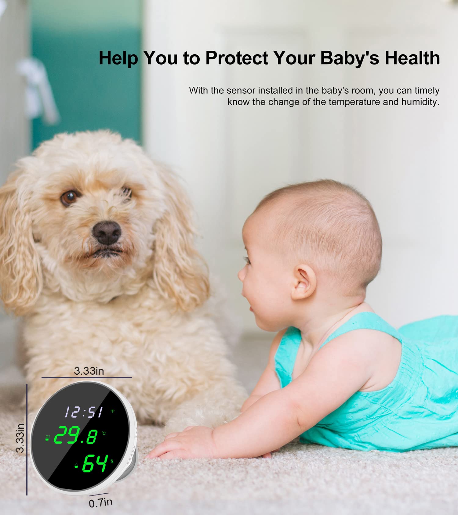 WiFi Thermometer Hygrometer, Bluetooth Temperature Humidity Sensor with