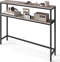 Vista 12 de VASAGLE Mesa consola, mesa de sofá estrecha de 2 niveles con 2 estantes, 7.9 x 31.5 x 31.5 pulgadas, para sala de estar, pasillo, entrada, gris