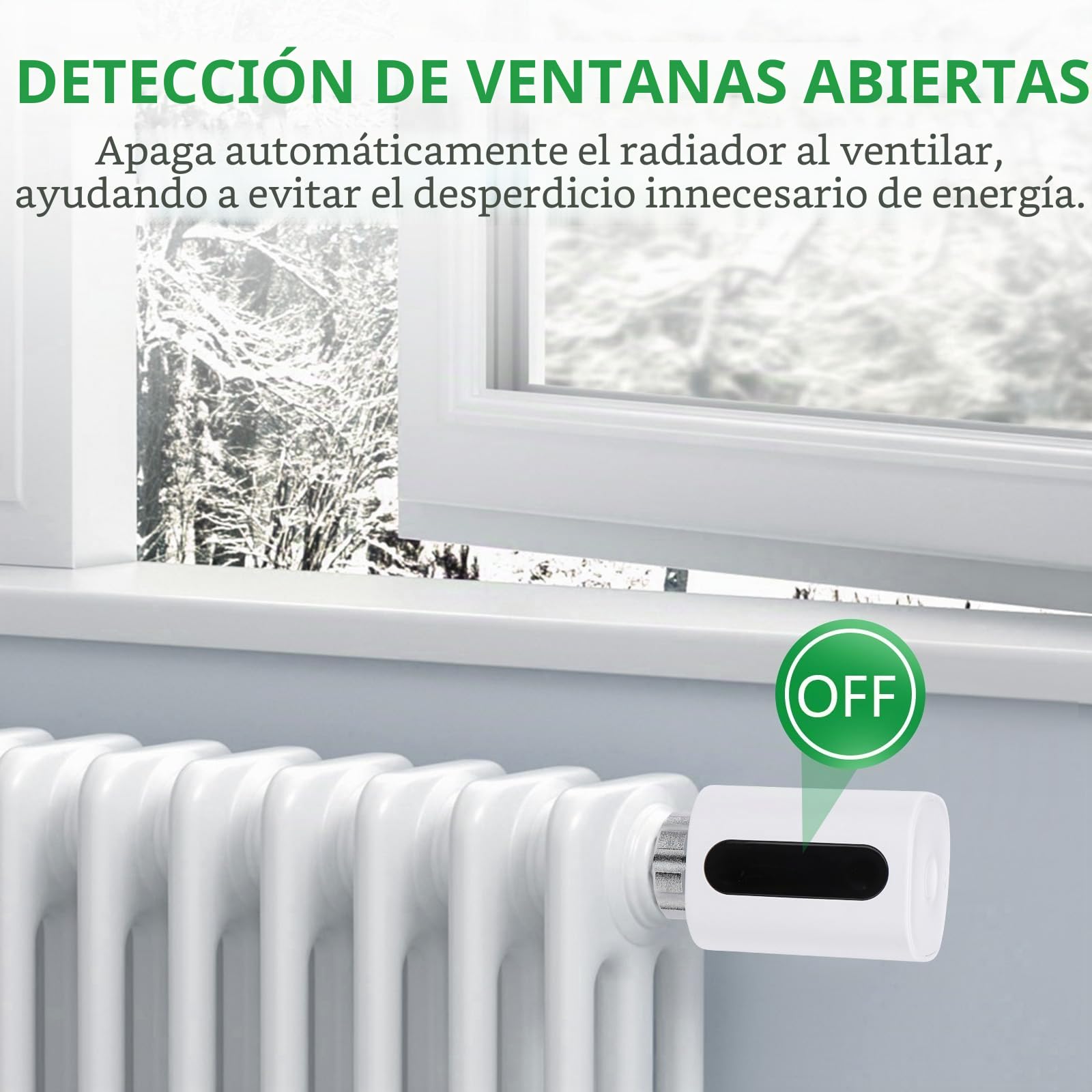 Wengart Termostato de radiador TRV inteligente WiFi WG360, válvula de radiador controlada por aplicación de 2.4 GHz, control de calefacción programable en varias habitaciones, detección de ventana