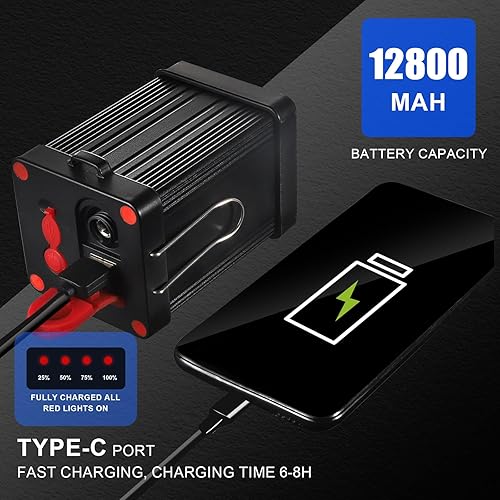 Miniatura 3 de ErayLife Faros de caza recargables de 12800 mAh, linterna de mano libre, ángulo de 90  ajustable, 1200 lúmenes, faros superbrillantes, impermeables,