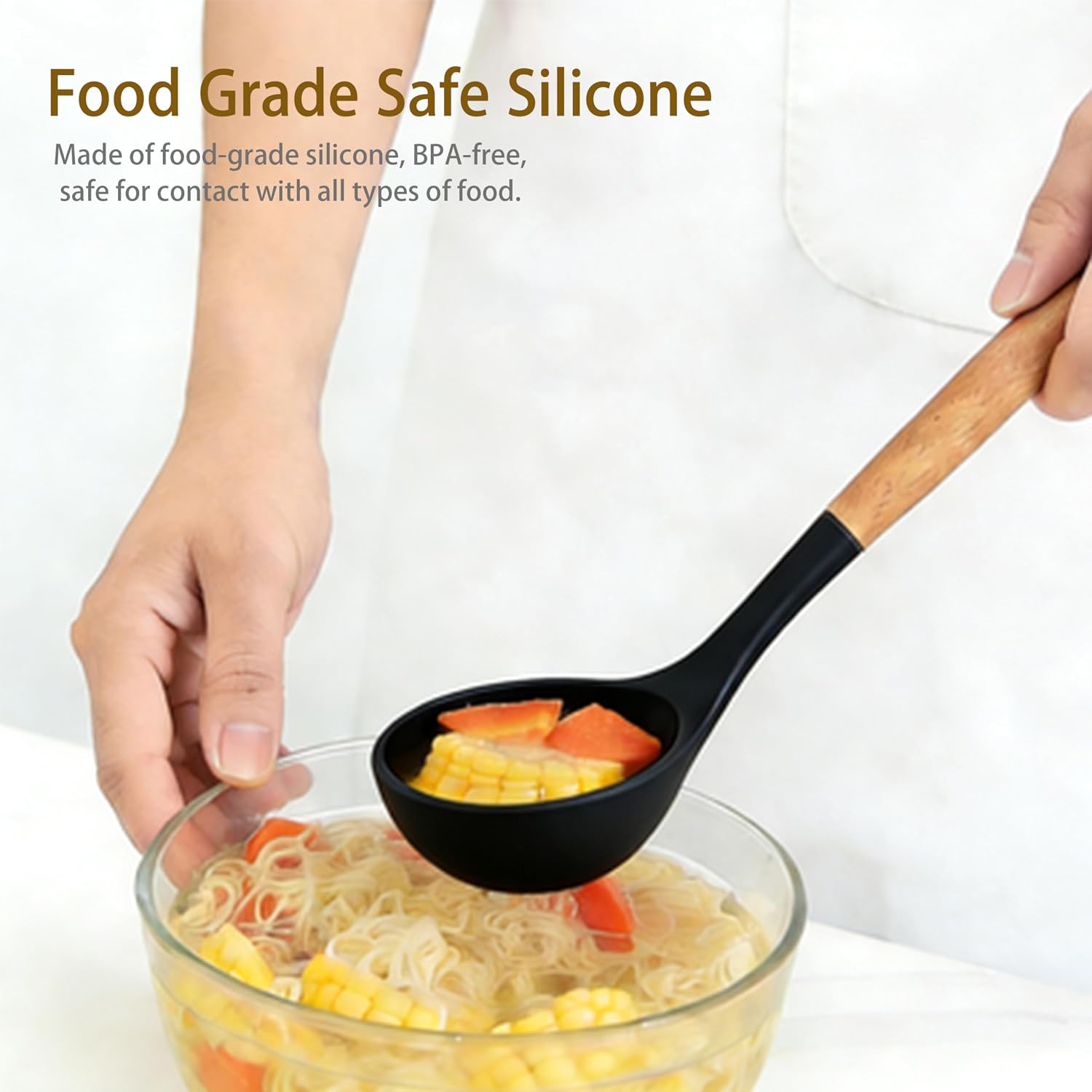 Silicone Utensils Set for Cooking - 12 Piece Set&BPA Free（Black）