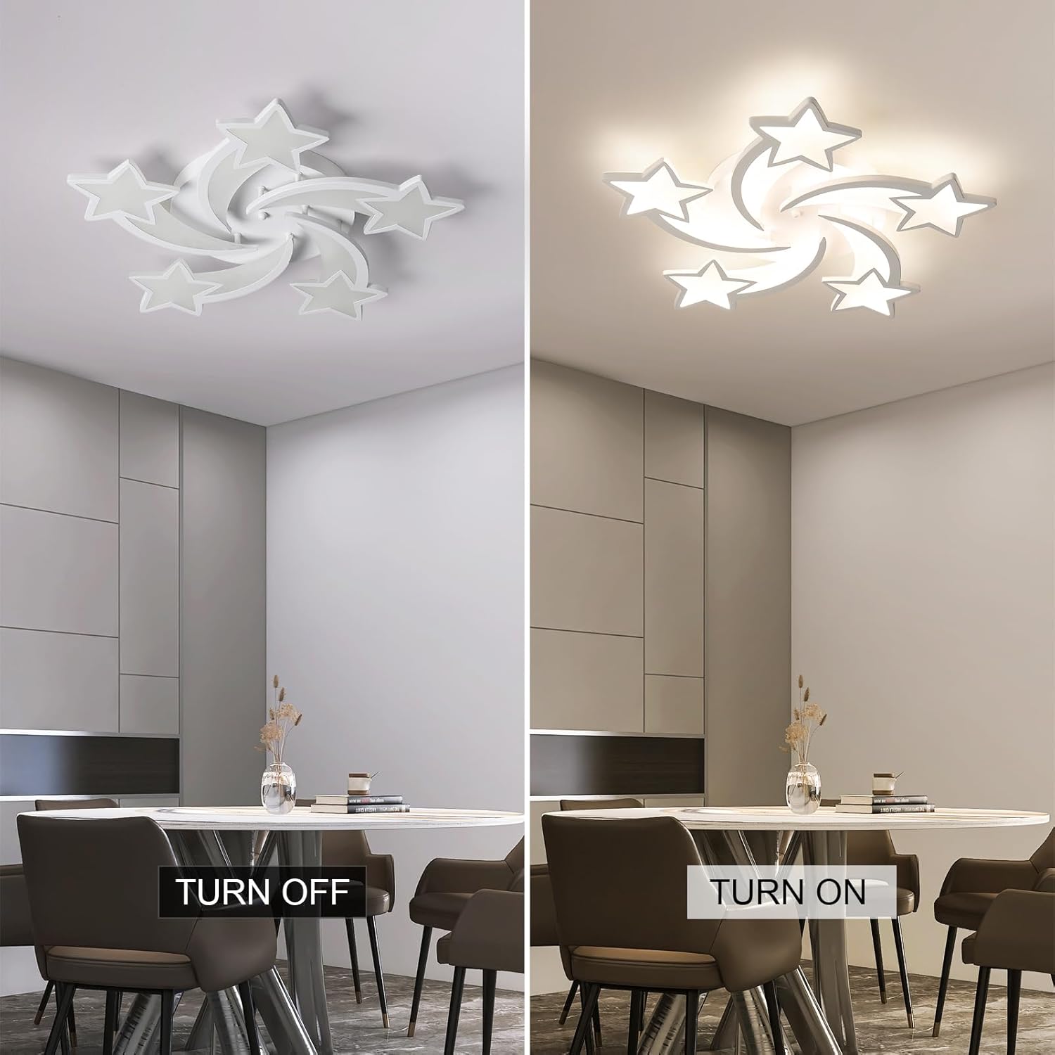 JAYMP Flower Shaped Ceiling Light Dimmable Modern Ceiling Lamp Remote Control LED Lighting Fixture for Bedroom Living Room Dining Room (White/5 Stars)