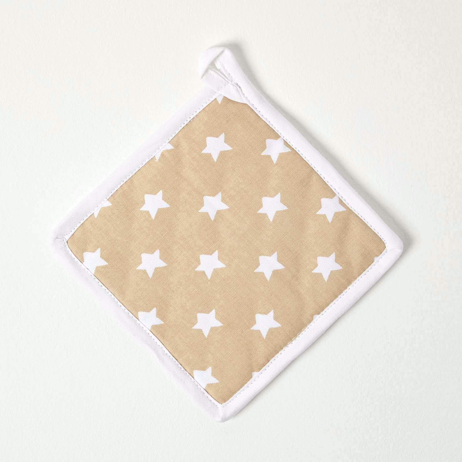 Homescapes Unisex Beige Stars Cotton Pot Holder