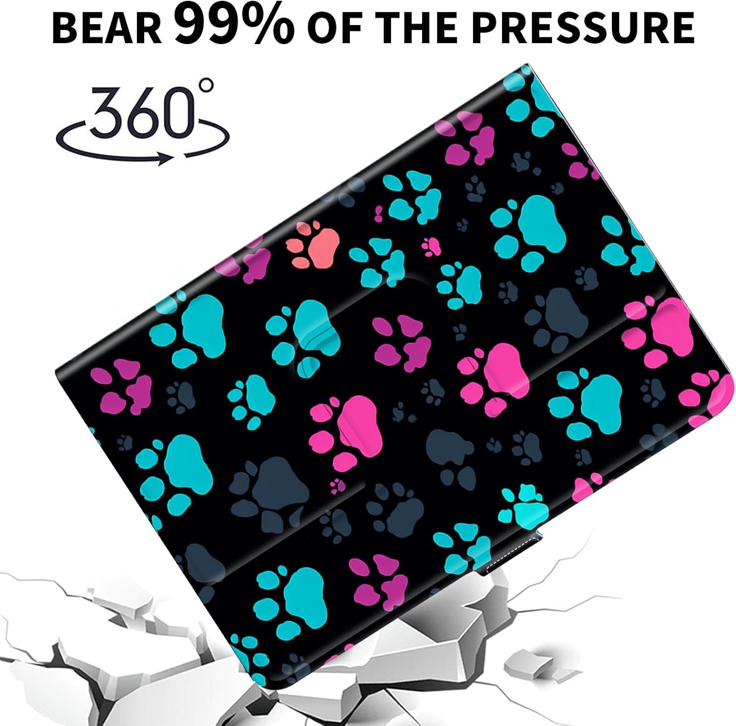 for Universal 10 10.1 Inch Android Tablet Case 360 Degree Rotating PU Leather Stand Folio Cover for iPad 9.7/10.2/10.5/Galaxy Tab 9-10.5"/Fire HD 10 and More 9.0-10.5 Inch Tablet,Colorful Colors Paw