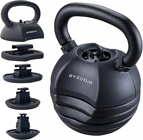 Miniatura 7 de BYZOOM FITNESS Adjustable Kettlebell 30lb/40lb Weight Training Fitness Exercise Full Body Workout 5 in 1 for Home Gym Beginners Woman Blanco de 30