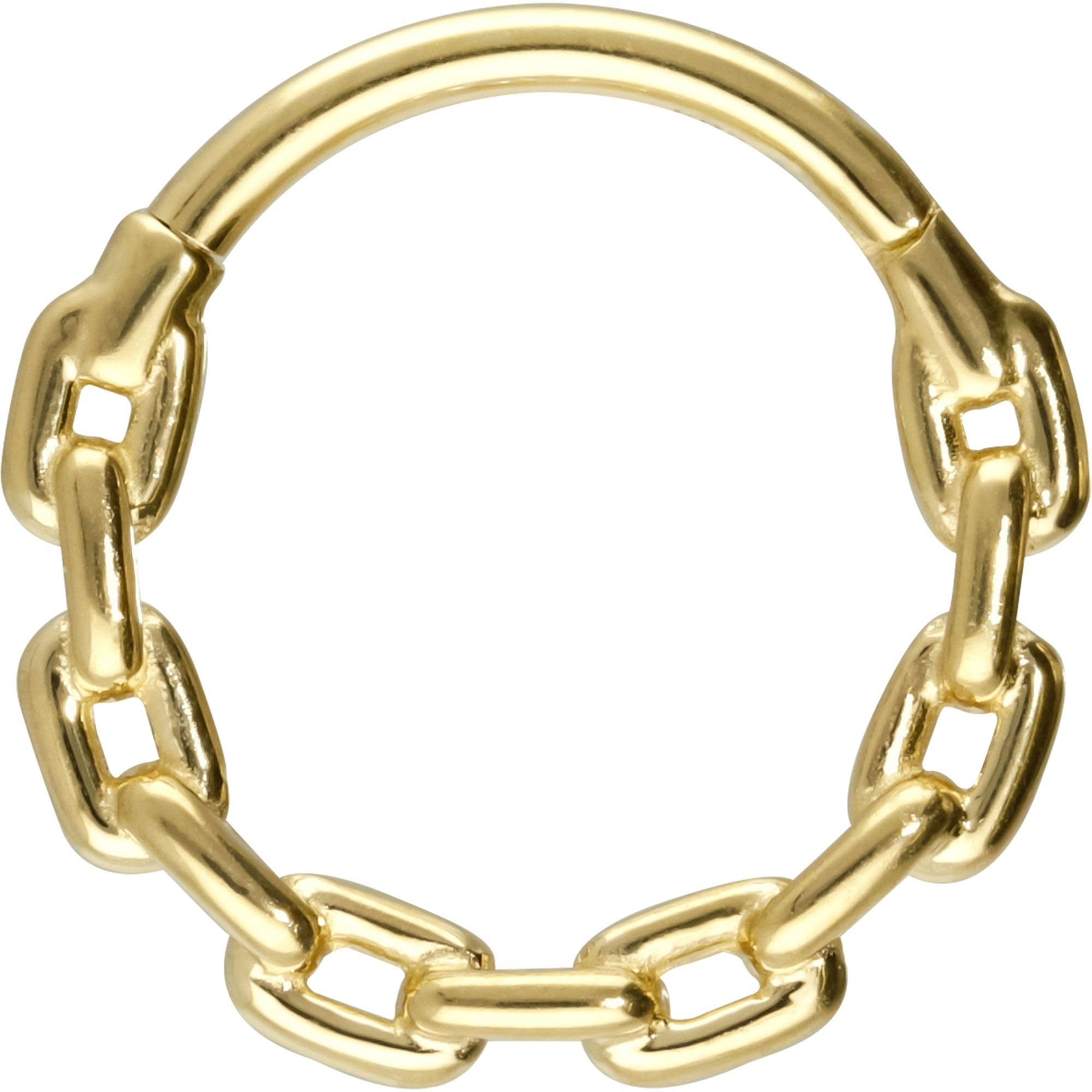 PIERCINGLINE Piercing Ring 14K Gold Segmentring Clicker KETTEN-DESIGN 585er Gold - Goldfarben