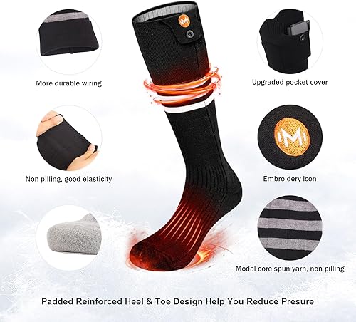 Miniatura 5 de Heated Socks for Men Women, MewaMaA Battery Heated Socks Rechargeable Washable, Electric Socks Foot Warmer for Hiking Biking Camping Skiing Hunting
