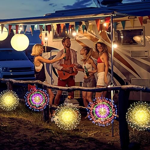 Miniatura 3 de Techip 4 tiras de luces multicolor 225 luces LED colgantes de alambre de cobre con control remoto, 8 modos, impermeables para decoraciones de bodas