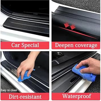 4pcs Car Door Sill Protector Strips for Nis-san JUKE Styling Tuning Accessories Scuff Kick Plate Edge Guard Sticker Anti Scratch Carbon Fibre Wrap Film,Red