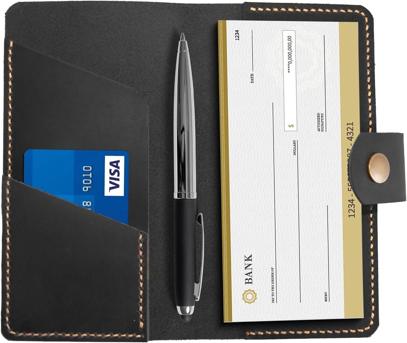 Leather checkbook holder, Checkbook cover handmade, For Women and Men, Christmas gifts (Brown) - Image 5