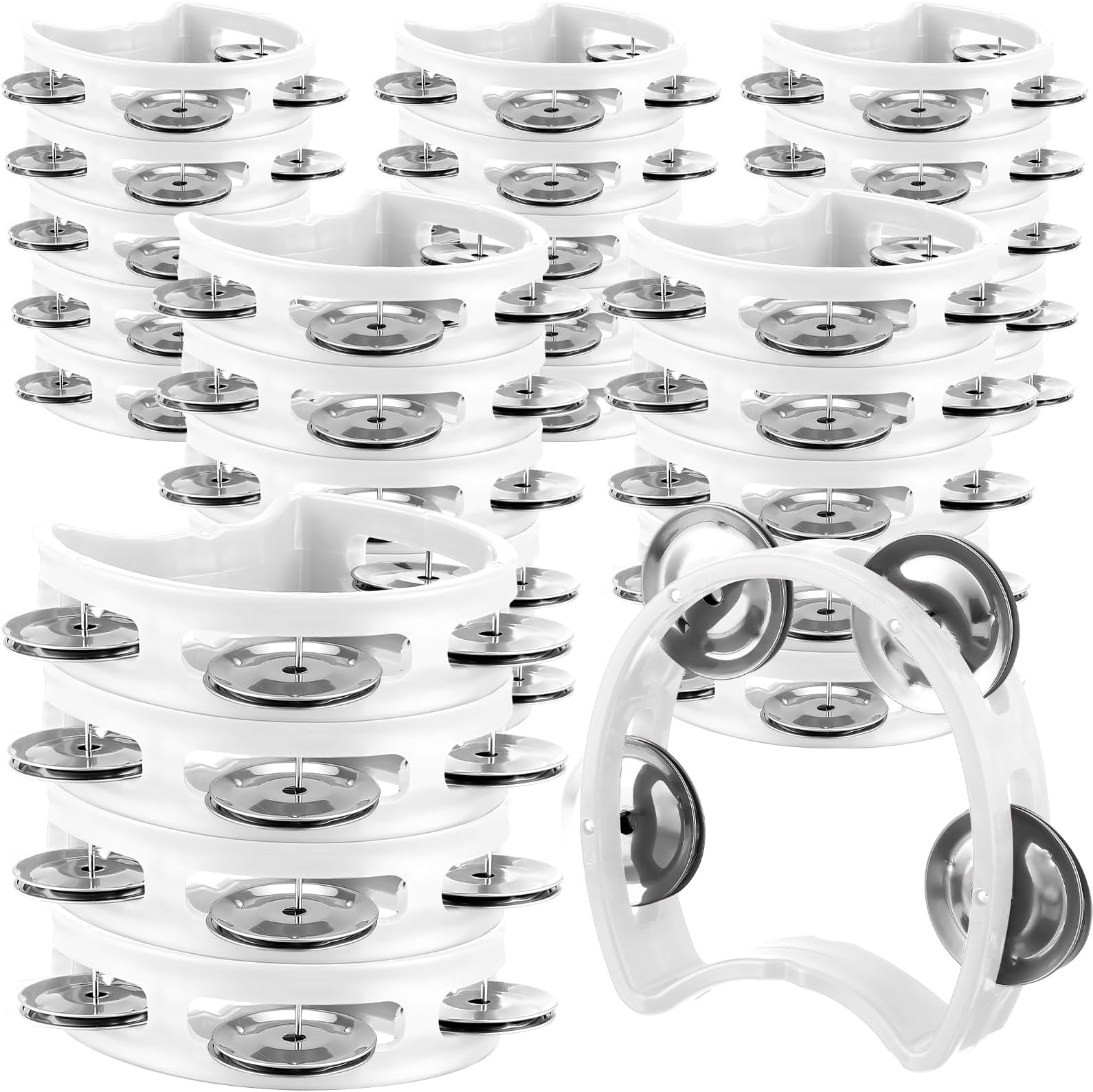 - Yeshone 30 Pack Tambourine for Kids Adult Tamborines Musical Instrument Noise Makers 4 Bells Handheld Tambourines for Church Classroom Music End of Year Gift(White)