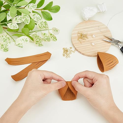 Miniatura 5 de SUPERDANT Troqueles de corte de cuero con borlas, 2 formas, aretes de cuero, troquelados con flecos, troquelados de madera, aretes colgantes,