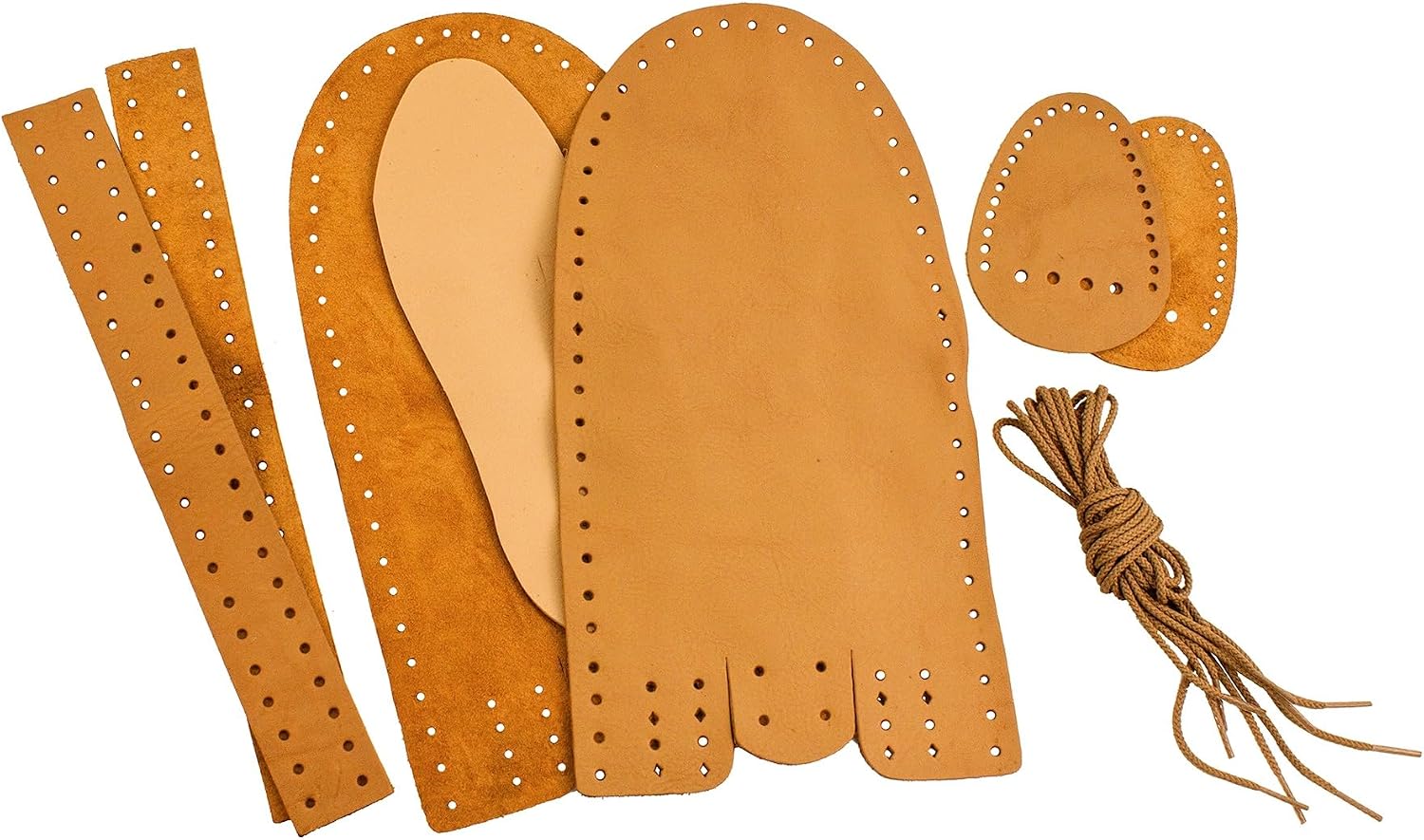 Realeather Adult Moccasin Leathercraft Kit, 6-7, Golden Tan