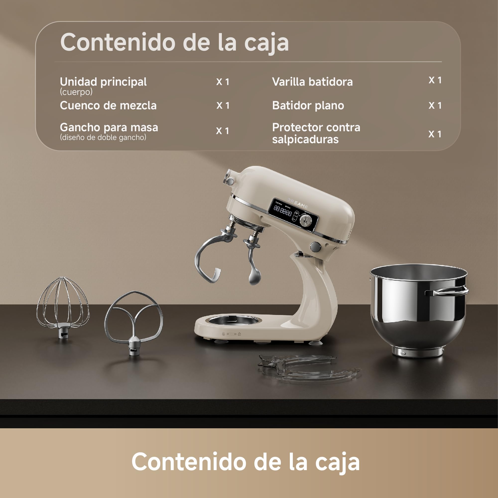 DREAME BioKnead, Robot Amasador, 12 Ajustes Precisos de Velocidad | Brazo Biónico Con Doble Gancho Patentado, Motor CC 800 W, 6 L, Cuerpo 100% Metálico, Pantalla Digital, Prácticos Accesorios