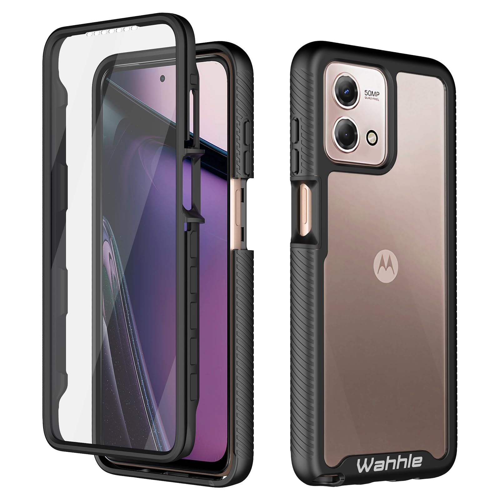 wahhle Compatible with Moto G Stylus 5G 2023 Case, Built in Screen Protector Full Body Shockproof Slim Fit Bumper Protective Phone Cover Men