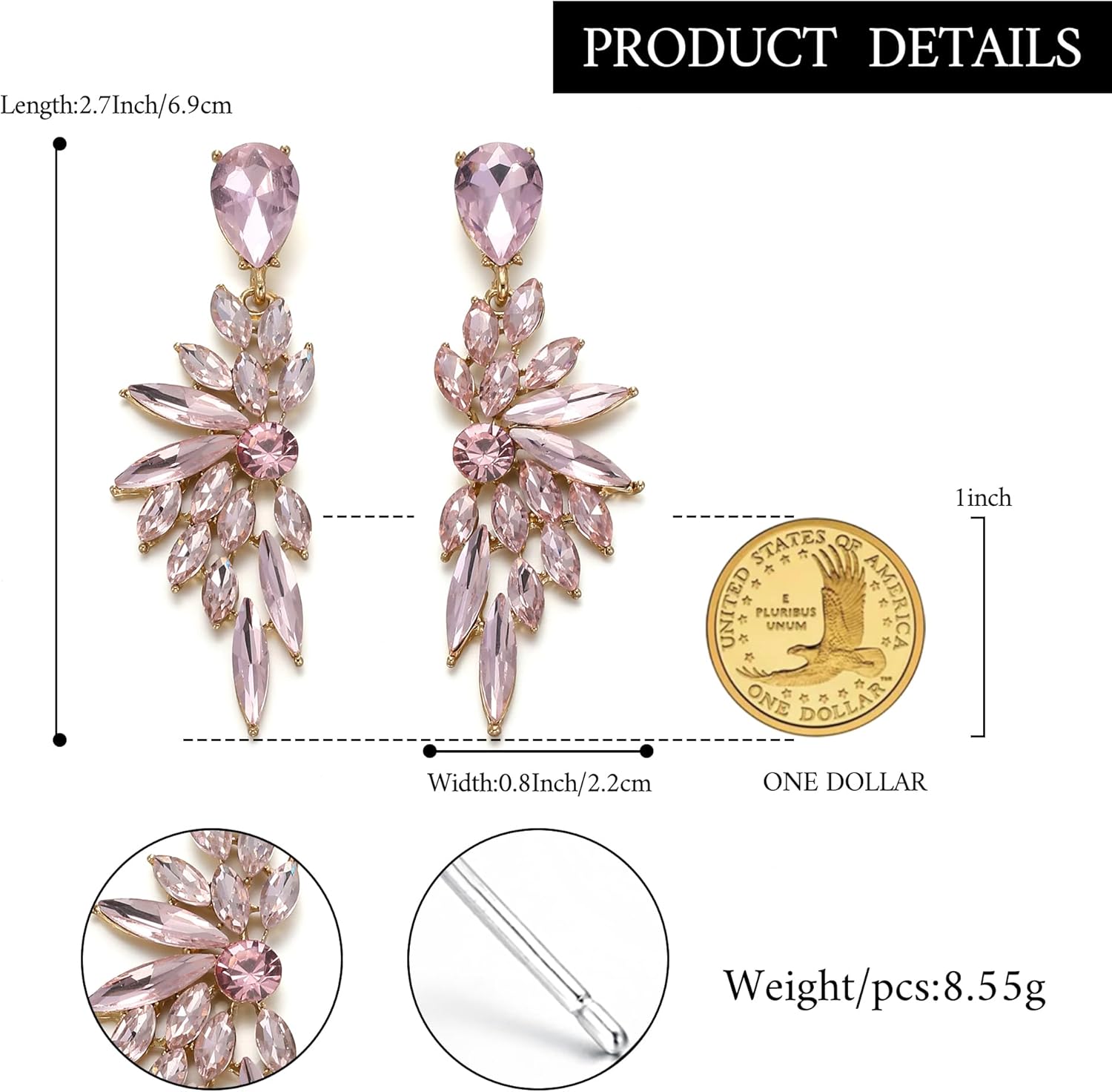 BriLove Women's Wedding Bridal Crystal Teardrop Multi Marquise Cluster Bling Dangle Earrings - Image 5