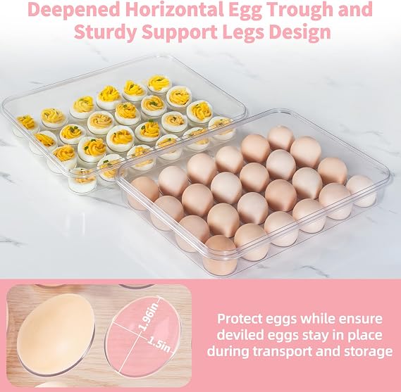 MesRosa 1 Pack Deviled Egg Containers with Lid and Durable Handle