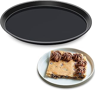 Cookie Cake Pan, 12 Inch Round Cake Pan Giant Shollow Cookie Pan Round Cookie Sheet Black Carbon Steel Tray Pan for Christmas Baking