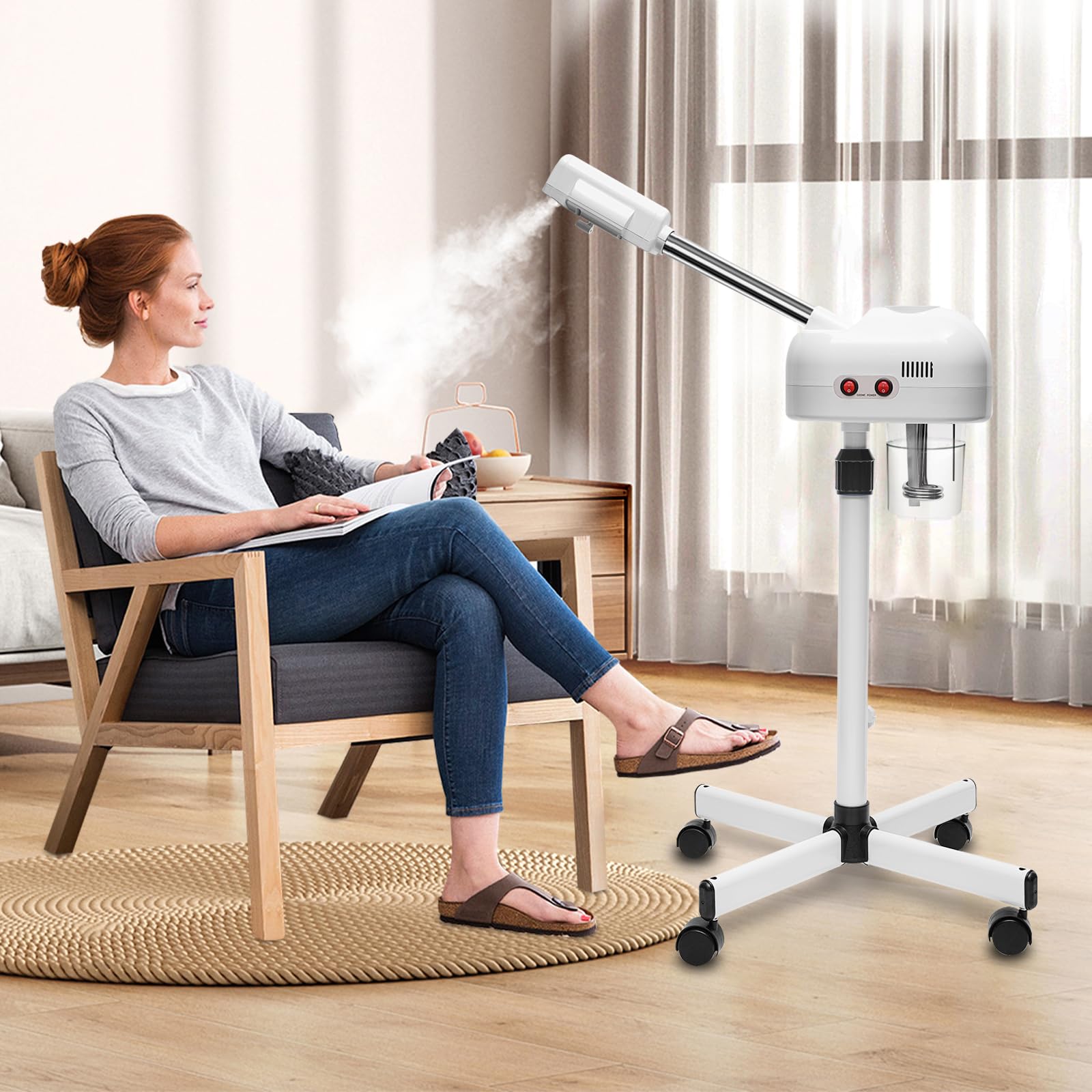 Gesichtssauna Verdampfe Professionelle Vertikaler Gesichtsdampfer Gesichtssauna mit 750ml Wassertank Beauty Studio Vaporizer Facial Steamer für Krankenhäusern, Schönheitssalons