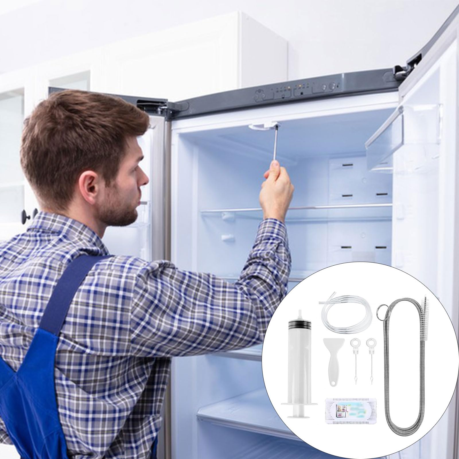 Kit Pulizia Scarico Frigorifero 10 Pezzi - Spazzole, Raschietto E Tappi Per Tubi Intasati - Foto 4