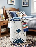 Vista 7 de Contenedor redondo de tela para almacenamiento, cesta decorativa, cesta organizadora con asas, para almacenamiento de ropa, libros y artículos