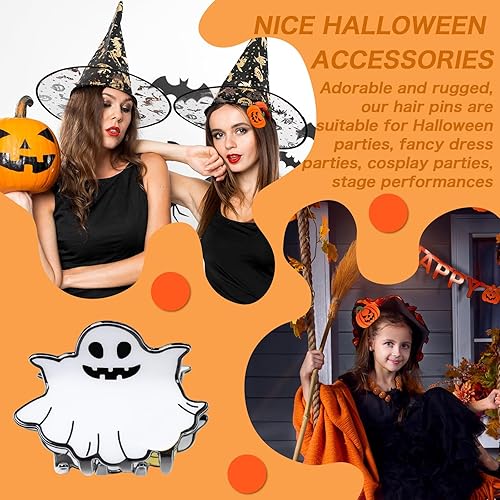 Miniatura 5 de 6 pinzas para el cabello de Halloween para niñas, fantasmas, calabazas, sombrero de bruja, lindo caramelo, cosplay, fiesta, estilo, accesorios para