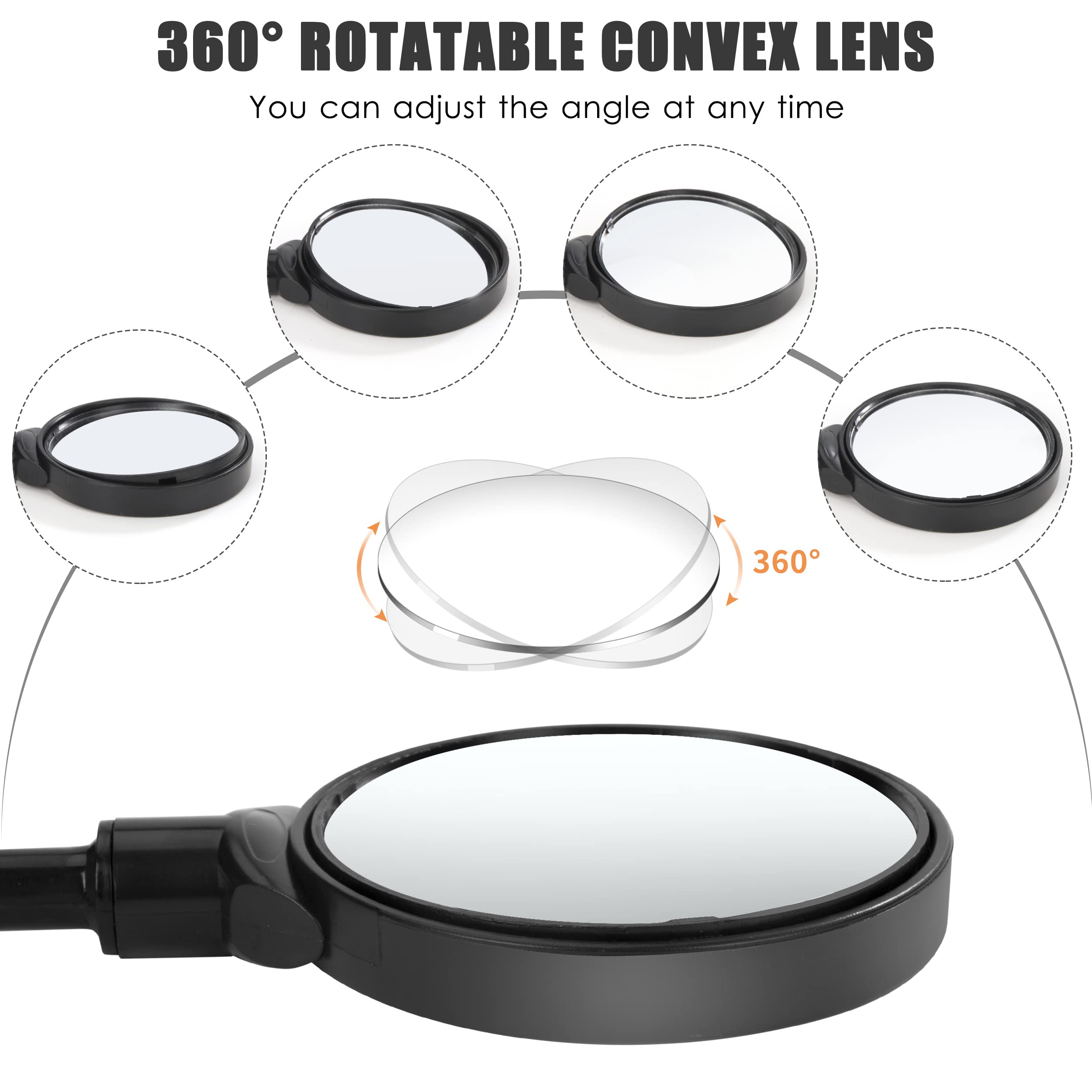 Specchietto Retrovisore 360° Regolabile Per Bici, Monopattini E Moto - Diametro 8cm, Montaggio Senza Attrezzi - Foto 10