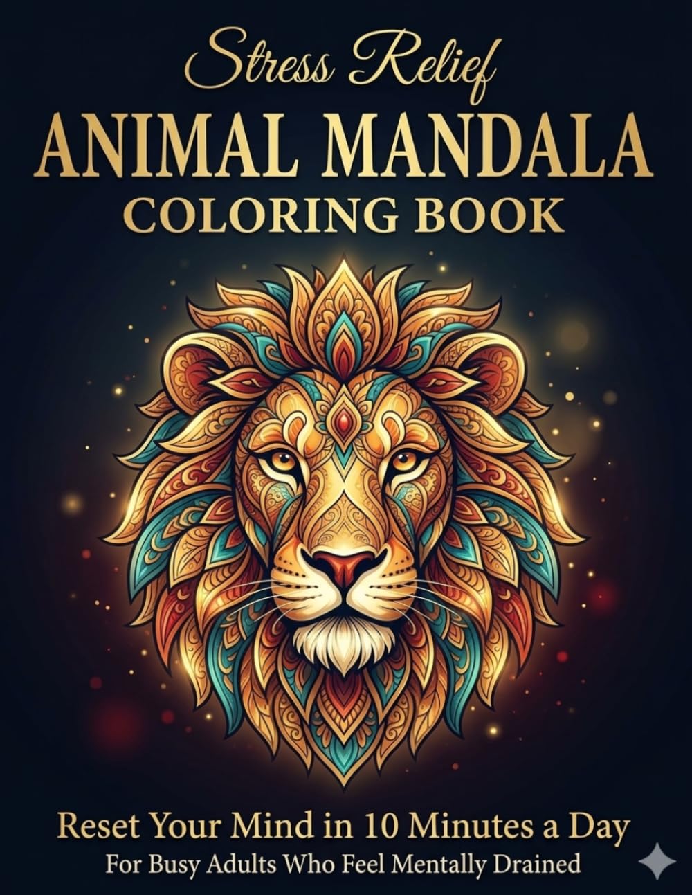 Stress Relief Animal Mandala Coloring Book – Reset Your Mind in 10 Minutes a Day: For Busy Adults Who FeelMentally Drained