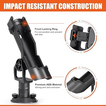 Boosteady Kayak Fishing Rod Holder, Fishing Boat Rod Holder for Track Mount / Deck Mount, Fishing Rod Holders for Boat, 360 Degree Adjustable Fishing Pole Holders 1 Pack