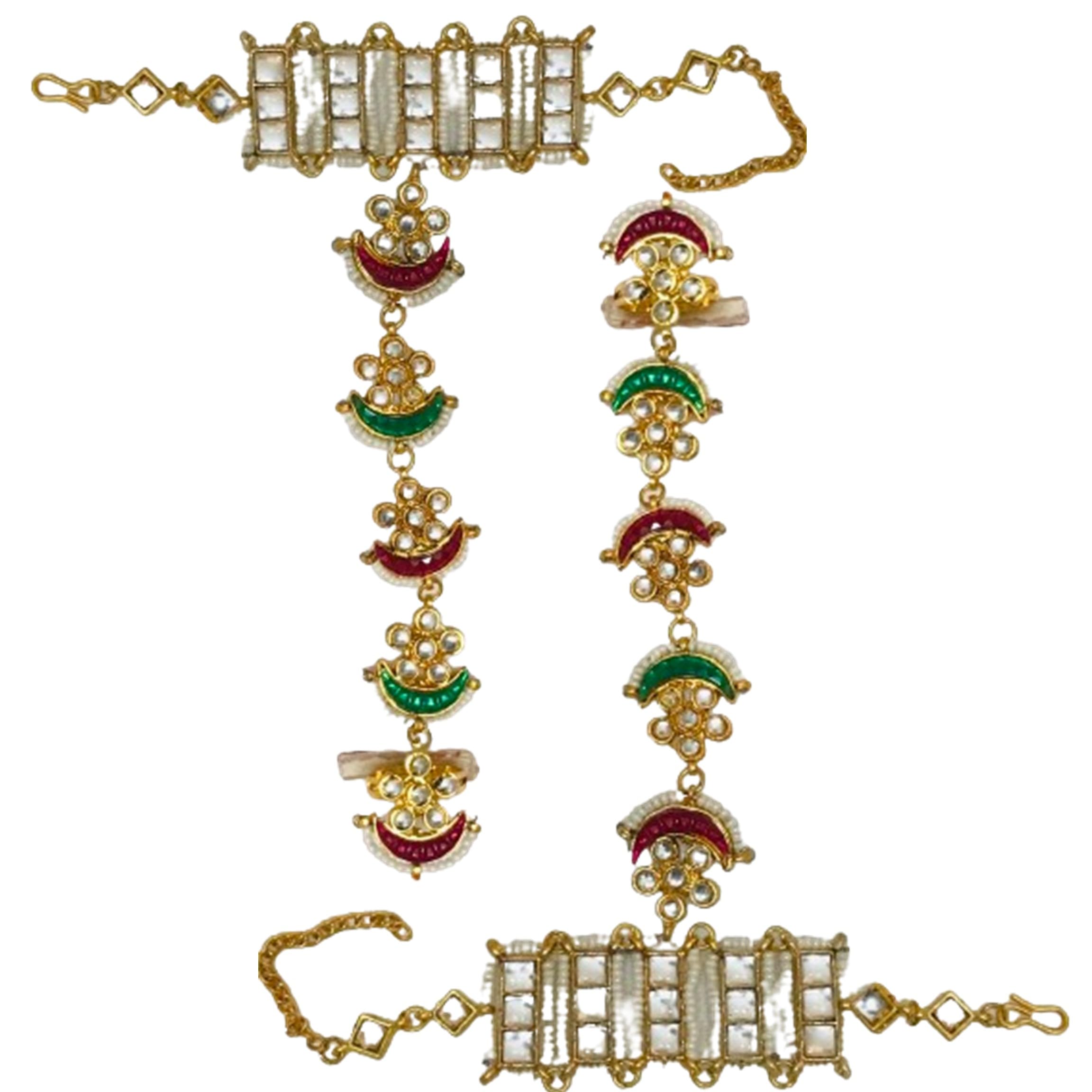 See full amazon price history chart for Sattyaki Traditional Rajasthani Dulhan Bridal Kundan Multi Hath Panja/Hath Phool/Hand Thong/Finer Ring Bracelet with Beadwork for Women and Girls. Sattyaki Traditional Rajasthani Dulhan Bridal Kundan Multi Hath Panja/Hath Phool/Hand Thong/Finer Ring Bracelet with Beadwork for Women and Girls. (B0CRZ4XYK2) Amazon Price History, Amazon Price Tracker