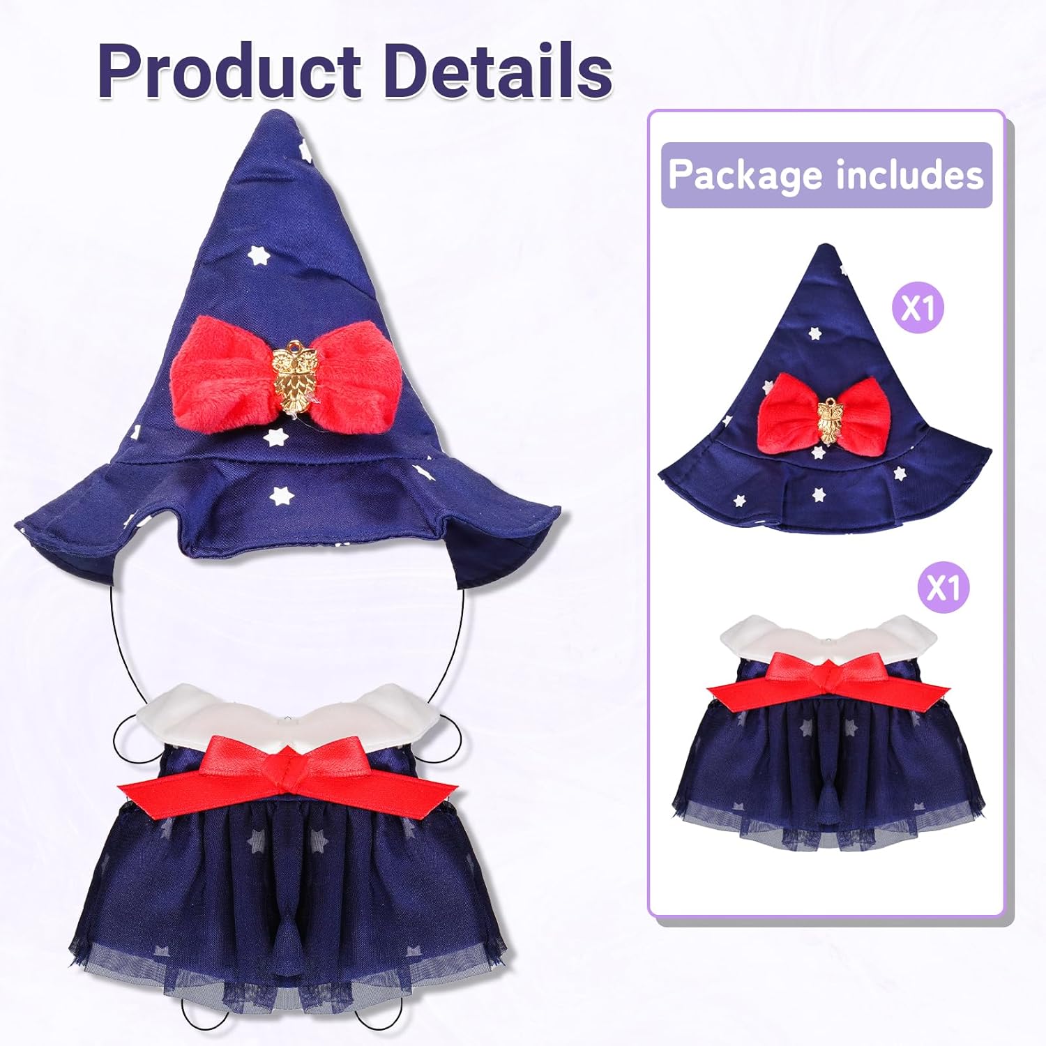 17cm Doll Clothes Halloween Clothes Set Designer Black Dress and Hat for 15-17cm 4 Inch Blind Box Dolls