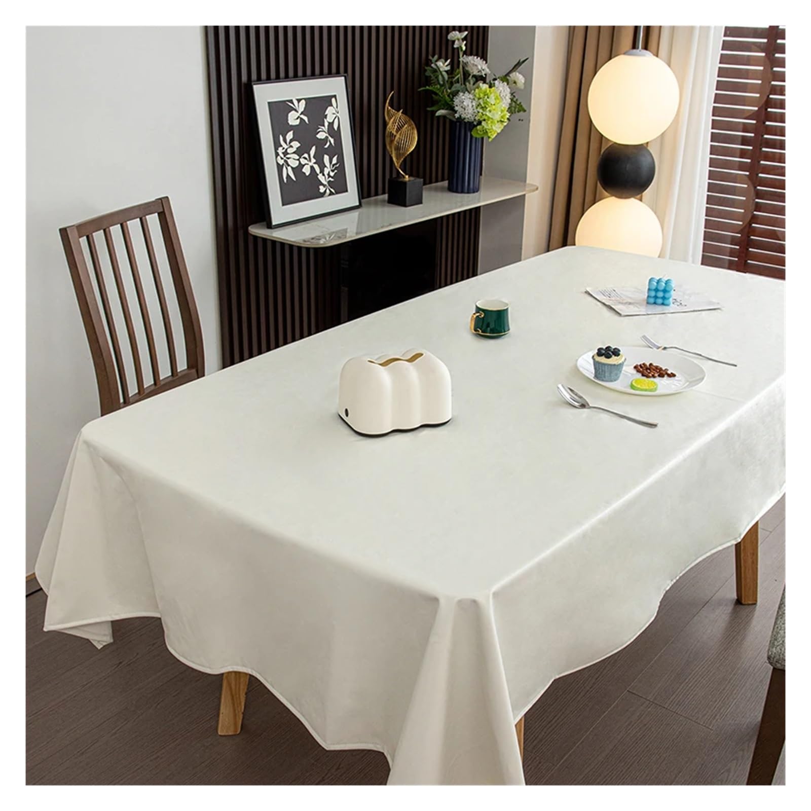 Sottomano in pelle, tovaglia cerata a olio, copritavolo rettangolare morbido e lavabile for banchetti e hotel(White,140x220cm)