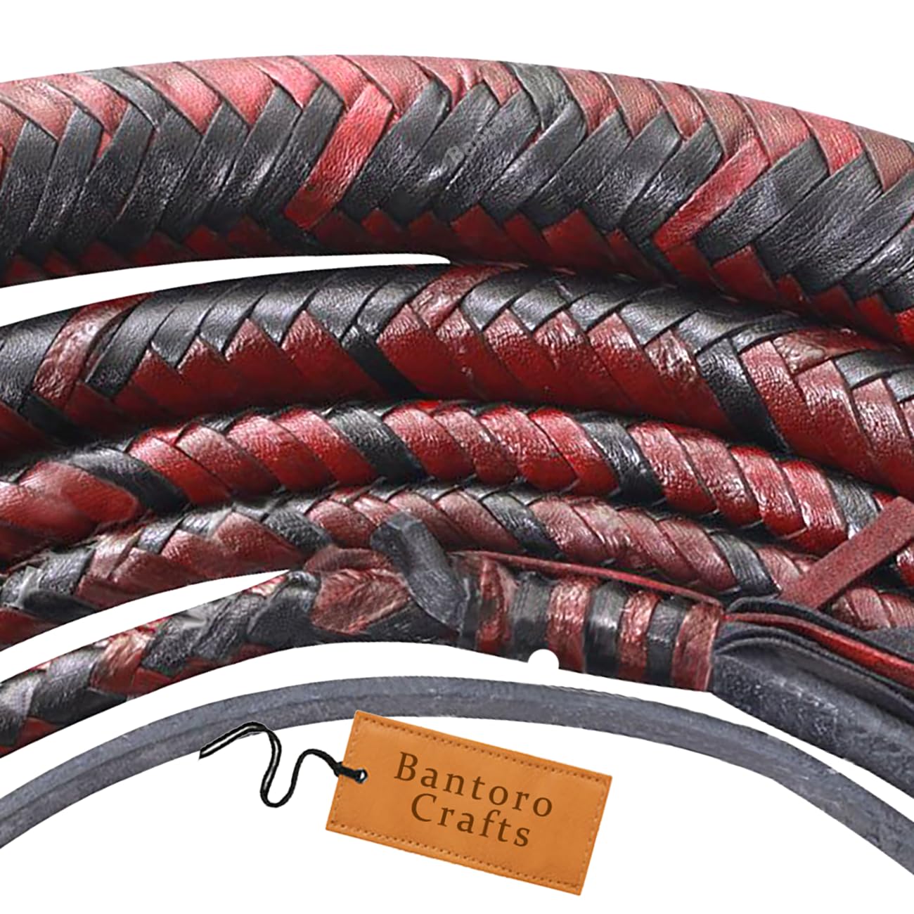 Indiana Jones Nero e Rosso Pelle Frusta Intrecciato in 16 Trecce Professionale Frusta del Toro Pelle di Canguro Frusta Forte Che schiocca (6 Piedi (1,8 Metri))
