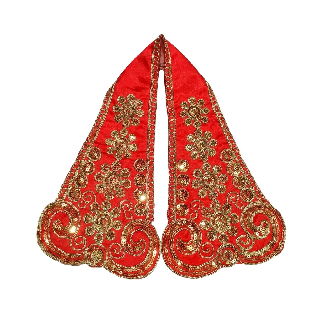 Premium Ganpati Shela with Zari Embroidery and Stone Work | Elegant Ganesha Idol Stole for Ganesh Chaturthi | Traditional Dupatta Vastra for Bappa Idols-image-5