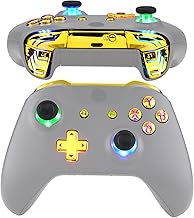eXtremeRate LED Botones para Xbox One Mando Botón de D-Pad Joysticks Start Back ABXY Acción Teclas DTFS (DTF 2.0) LED Kit para Xbox One S X Control(Modelo 1708)-No Incluye Mando-Símbolo en Dorado