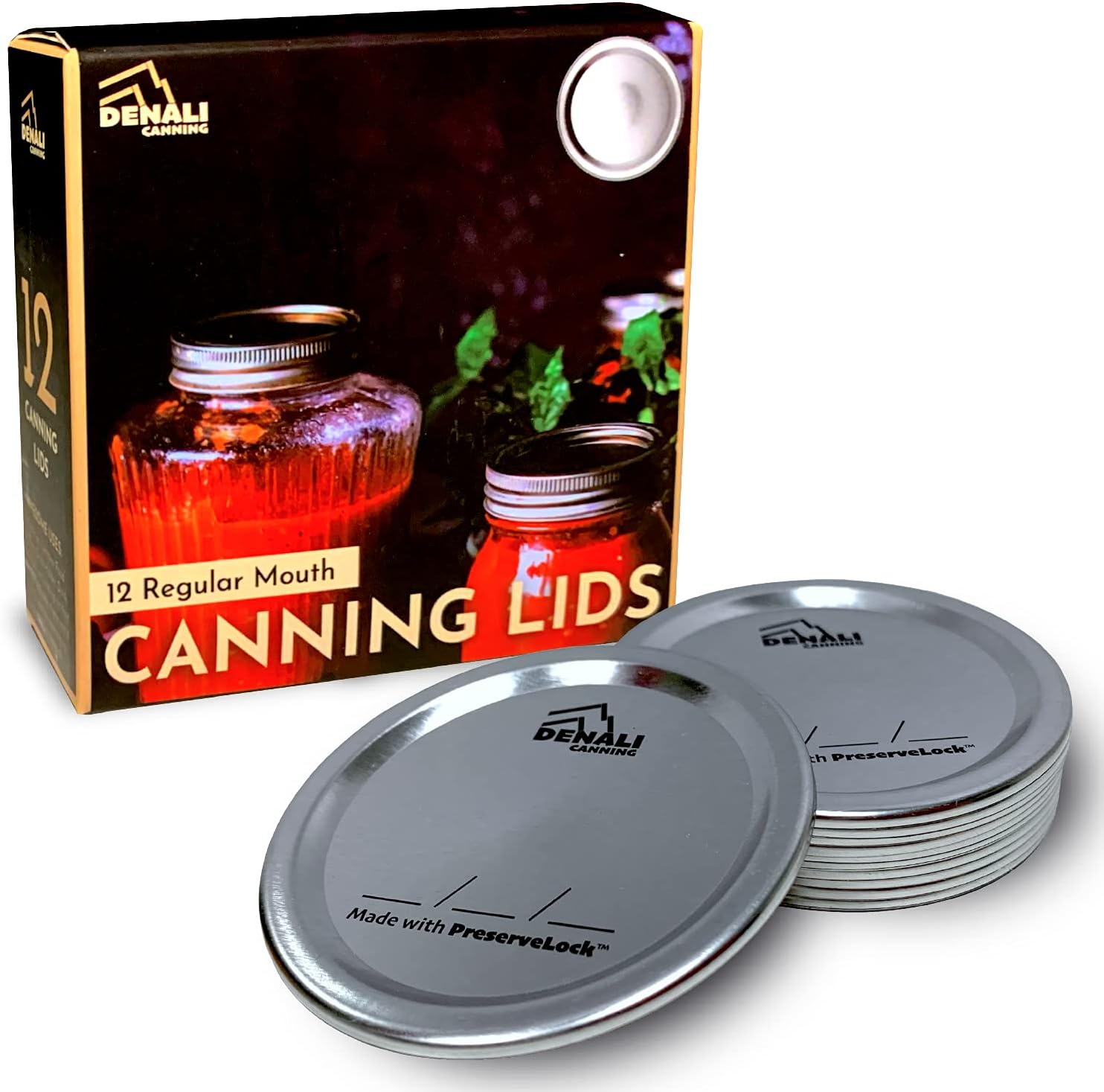 Denali Canning Lids Premium Lids for Mason Jars Compatible with Ball and Kerr