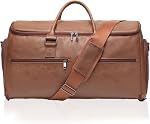 Carry On Garment Bag for Travel, Convertible Travel Garment Bag for Men Women, 2 in 1 Hanging Suitcase Suit Business Travel Bag, Brown, 39"L x 21.5"W x 12.2"H, Travel